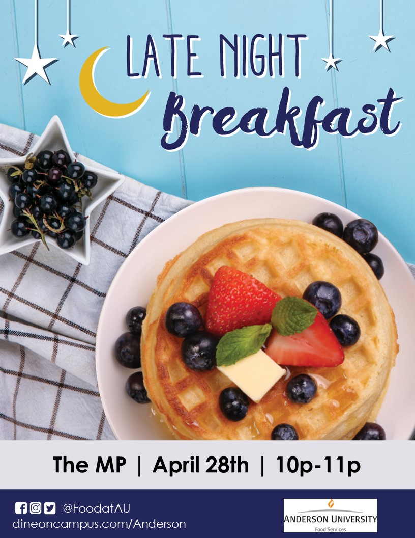 FoodatAU's tweet photo. Ravens, join us this Sunday from 10p-11p for our Breakfast Under the Stars event to kick-off finals week! Hope to see you there! https://t.co/A3n1m1Pgye