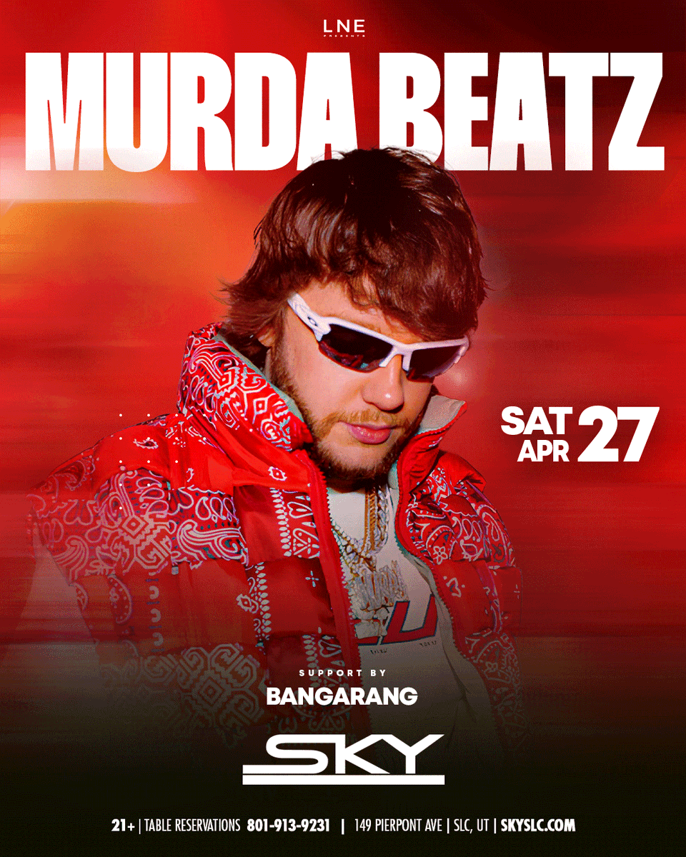 📣 MURDA ON THE BEAT SO IT'S NOT NICE!

@murdabeatz is ready to throw down tonight 🎬 9 Grammy-nominated albums, 20+ Billboard #1 albums, + featuring on all your favorite hits 🔥

+ @BangarangTheDj with the opening beats

LOCK IN Tickets & Tables 🔒 SKYSLC.COM