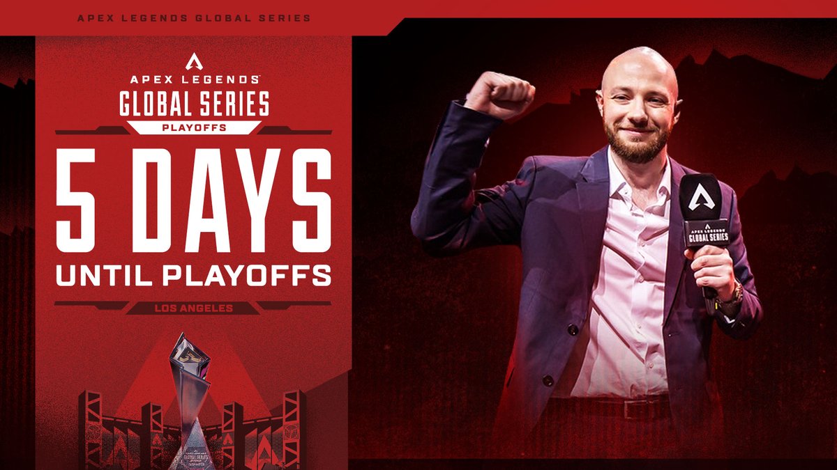 PlayApexEsports's tweet photo. The countdown continues! Just five days until the electrifying #ALGS Split 1 Playoffs!

Who's joining us in LA? https://t.co/GuzPAheDRC