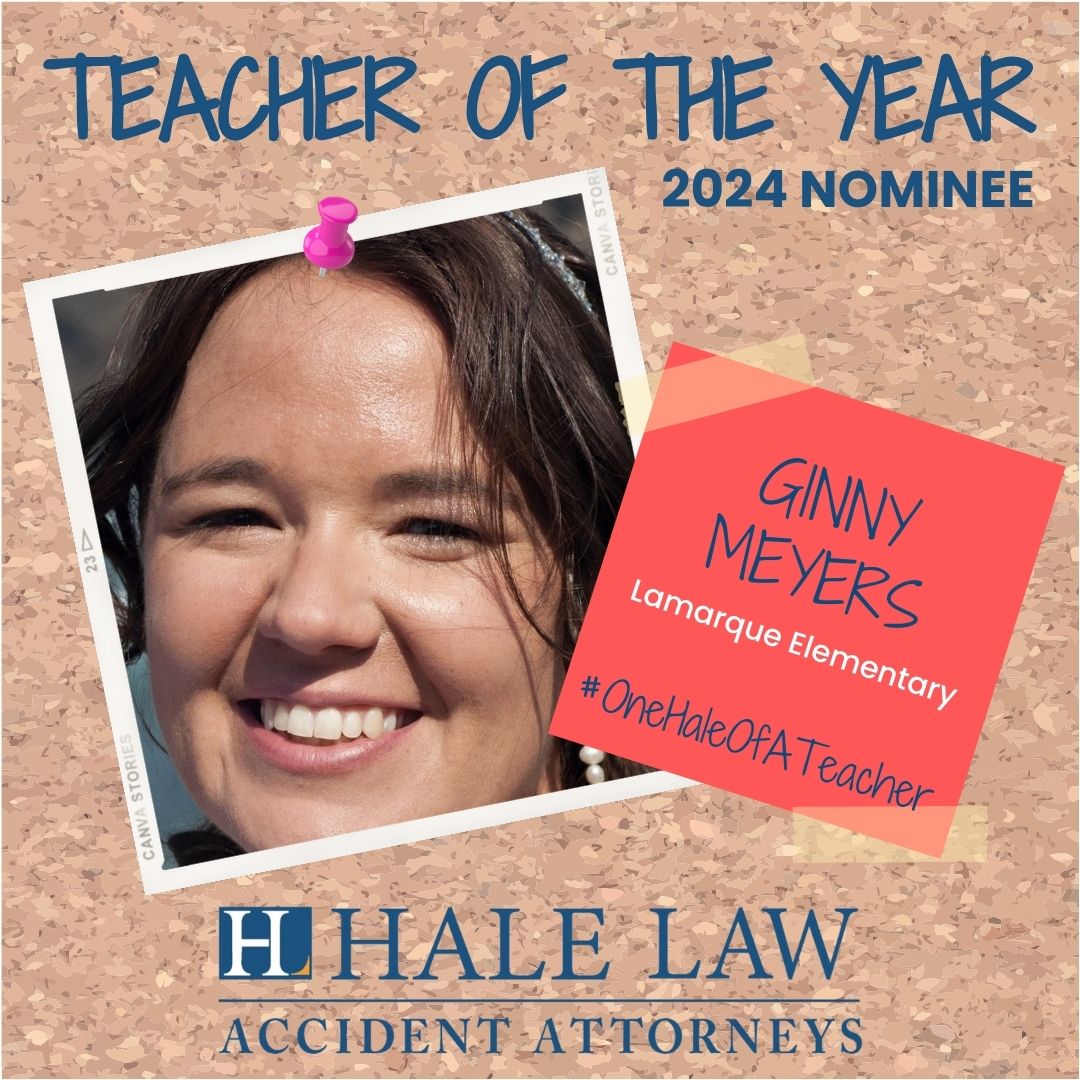 We're excited to introduce Ginny Meyers,  a 2nd and 3rd grade VE Teacher from Lamarque Elementary School!🌈📚 

Don't forget to vote once a day at halelaw.com/vote-for-a-tea… until noon on 5/10/24! #OneHaleOfATeacher #TeacherOfTheYear