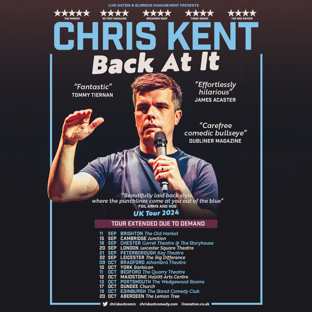 Comedy at #thestudiobradford now on sale! Cork man Chris Kent returns with his brand new show Back At It. 'An incredible storyteller and one of my favourite comedians working anywhere today' (James Acaster). 📅 Wed 9 October Age guidance: 14+ 🎫 orlo.uk/jn4w5