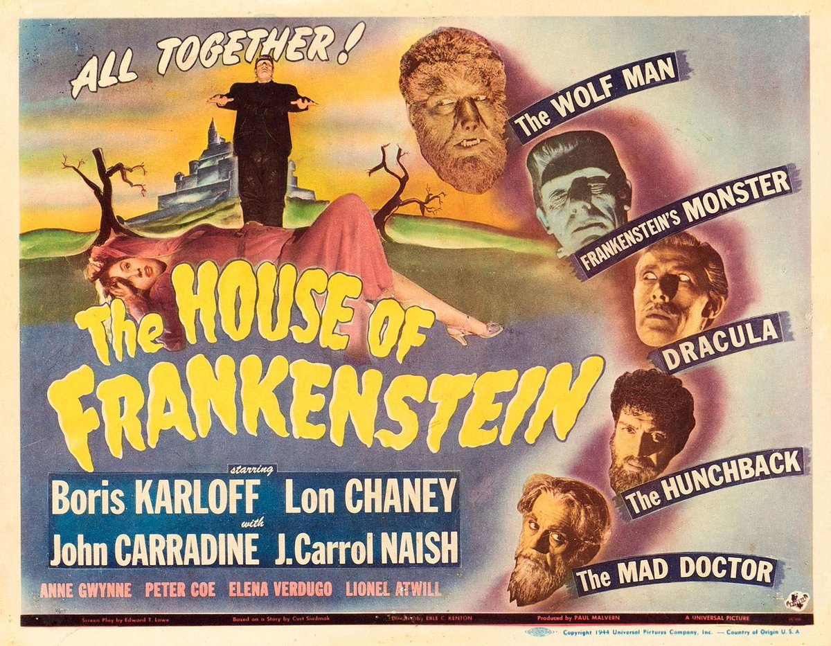 Universal monster mash-ups in 35mm! FRANKENSTEIN MEETS THE WOLF MAN (1943) & HOUSE OF FRANKENSTEIN (1944) screen Monday, May 20th. Tickets: buff.ly/49JXx3I