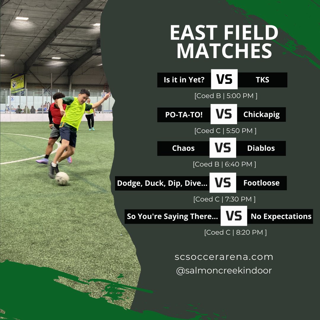 SCIndoorSoccer's tweet photo. Soccer Saturday is here! Join us at the arena tonight and catch all the excitement as our coed teams take the field. If you can't join us at the arena, no worries! Tune in to the games on LiveBarn and cheer for our teams as if you were right here with us! https://t.co/xHtyeXcwWs