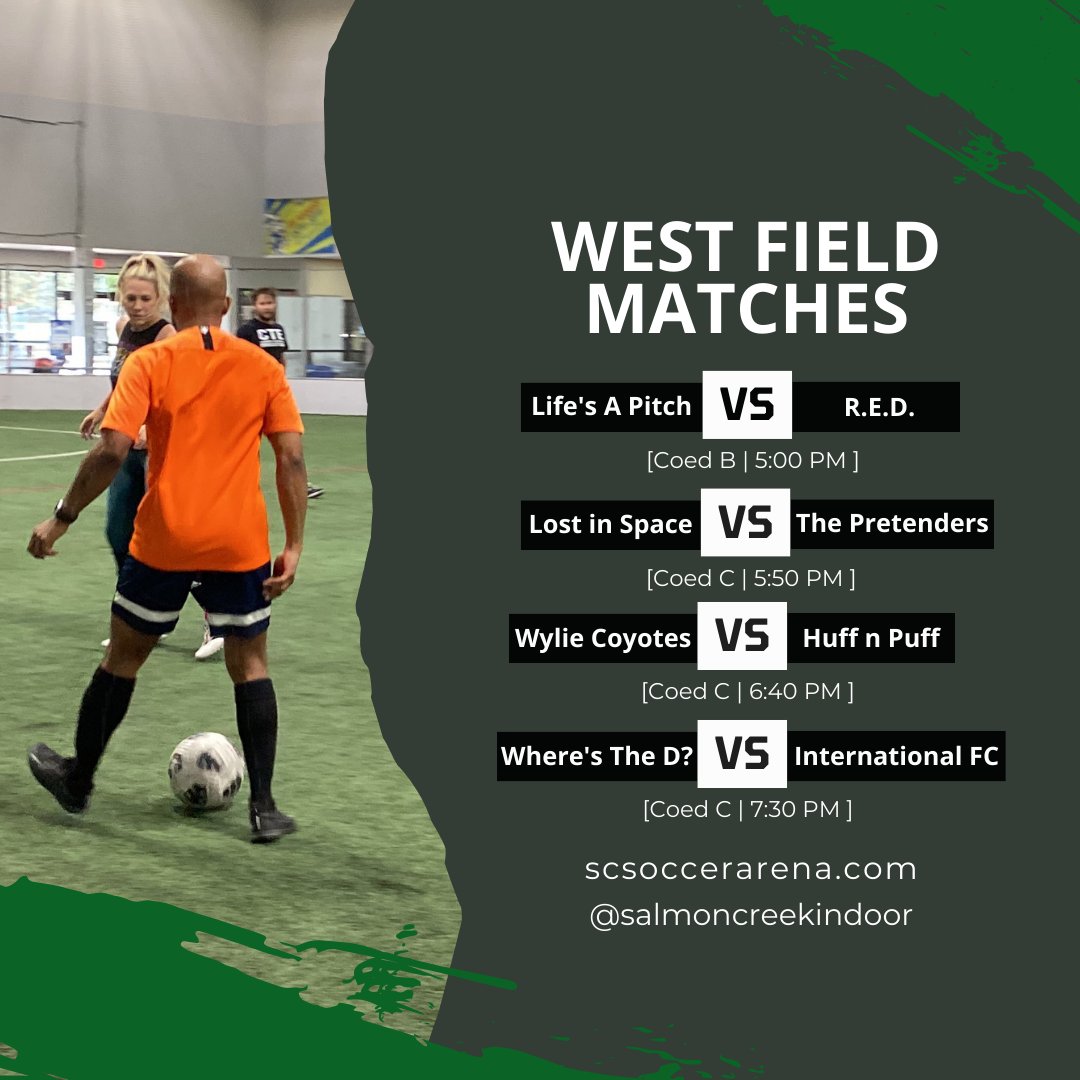 SCIndoorSoccer's tweet photo. Soccer Saturday is here! Join us at the arena tonight and catch all the excitement as our coed teams take the field. If you can't join us at the arena, no worries! Tune in to the games on LiveBarn and cheer for our teams as if you were right here with us! https://t.co/xHtyeXcwWs
