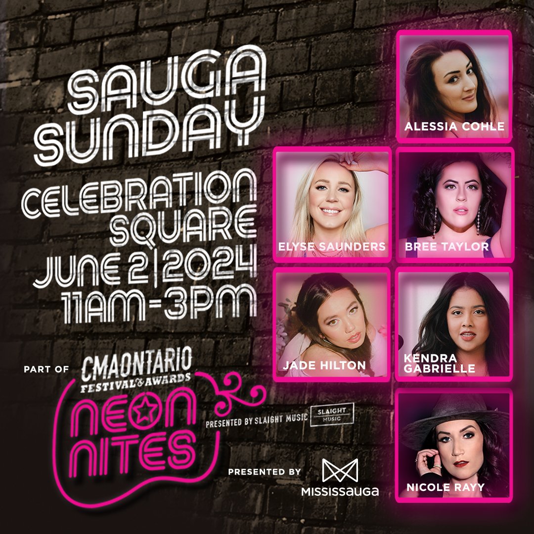 Join us on June 2nd at Celebration Square for #SaugaSunday. See performances from an all-women lineup of the city’s top country talent featuring @Elyse_Saunders, @NicoleRayyMusic, @BreeTaylor, @AlessiaCMusic, Kendra Gabrielle and @JadeHilton21.