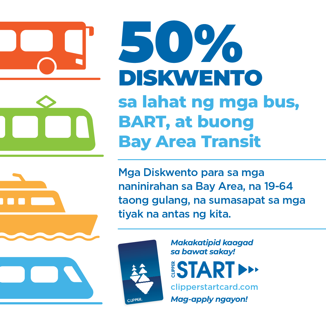 Paying for public transit shouldn't break the bank. The Clipper START discount program now offers 50% off all public transit fares for qualified Bay Area residents. Visit the website for more information and apply today at clipperstartcard.com