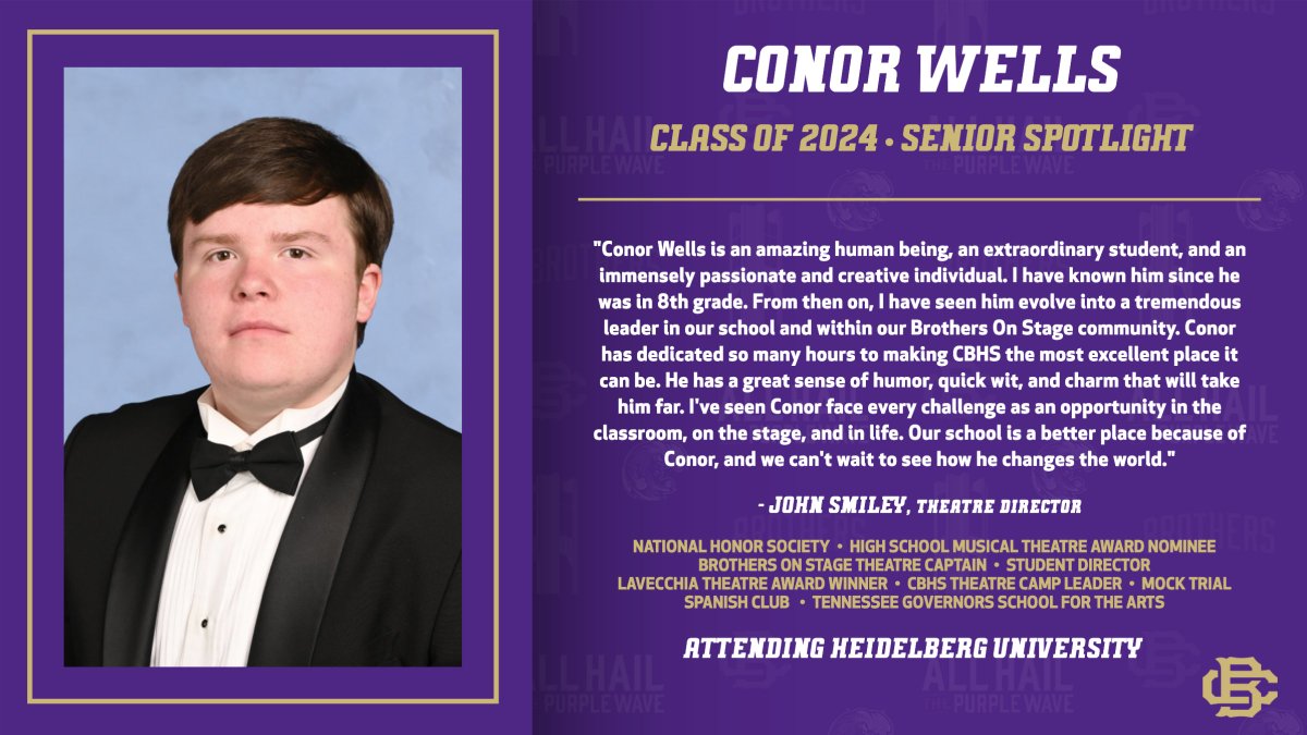 As the school year draws to a close and graduation looms nearer, we present our Senior Spotlights, Brothers' Boys chosen to represent a cross-section of the Class of 2024 in all its facets and achievements. Next up: Conor Wells