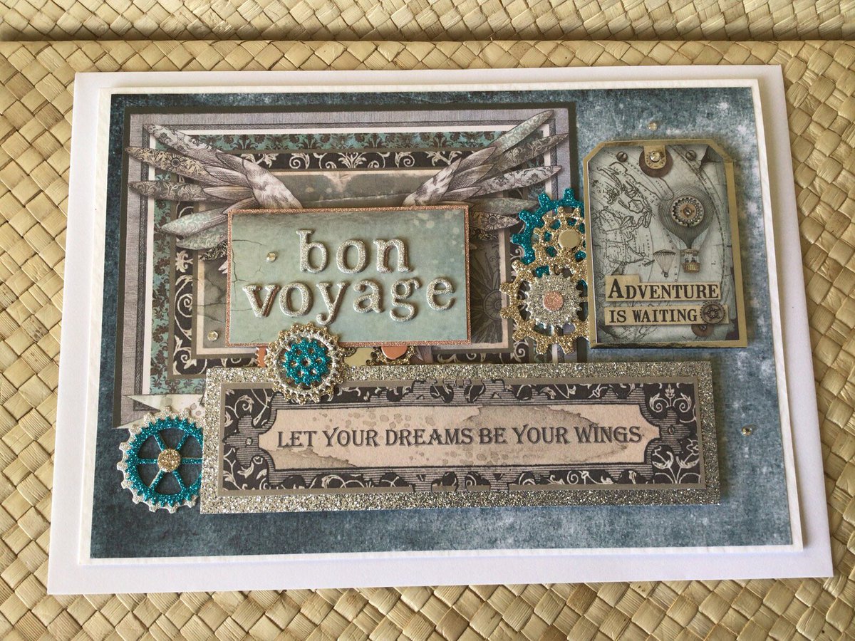 Available as a birthday or encouragement/leaving card 🤗 Bon Voyage Good Luck or Birthday Card - Fly High Motivation Greeting - Steampunk Style etsy.me/3JBfDdu #UKCraftersHour #handmadegifts #rarefinds #movingon #GoodLuck #TheCraftersUK