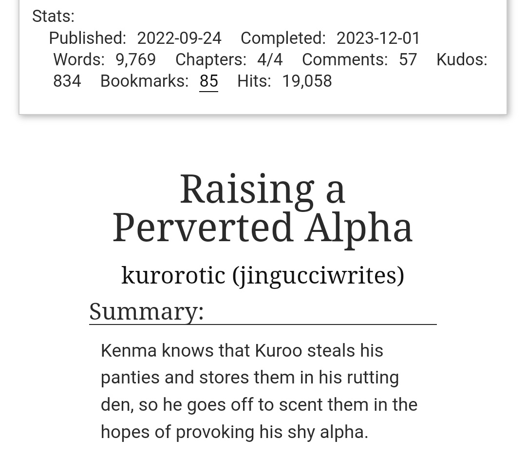 writers show off your most popular work yall love shy pervy kuroo