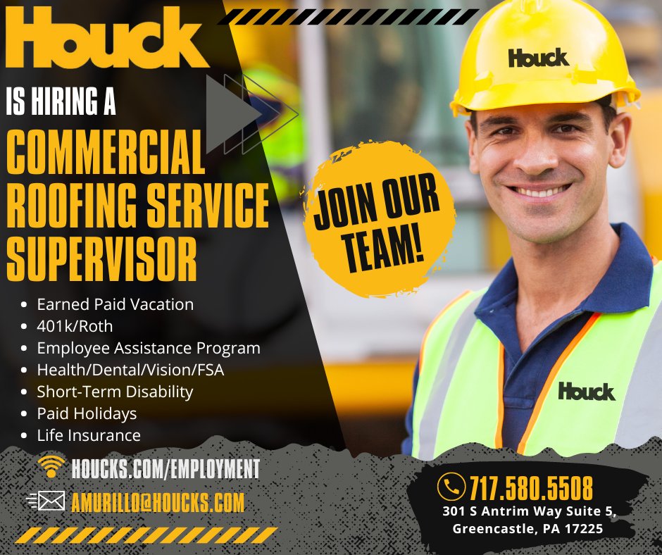 Ready to take your roofing career to the next level? We're on the hunt for a skilled Commercial Roofing Service Supervisor to join our team! If you're a leader with a knack for quality and safety, we want to hear from you. #RoofingJobs #NowHiring #TeamLeader'