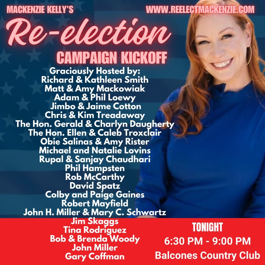 Join us tonight! All are invited. Support @mkelly007 here: ReElectMackenzie.com.