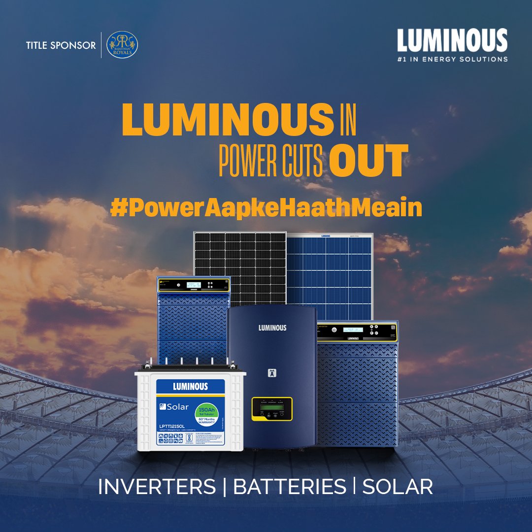 An ideal scorecard when you take #PowerAapkeHaathMein. ​ Check out our range of solar solutions by clicking here: bit.ly/3VVBmnM ​​ #Luminous #LSGvsRR #RajasthanRoyals #PowerAapkeHaathMein.