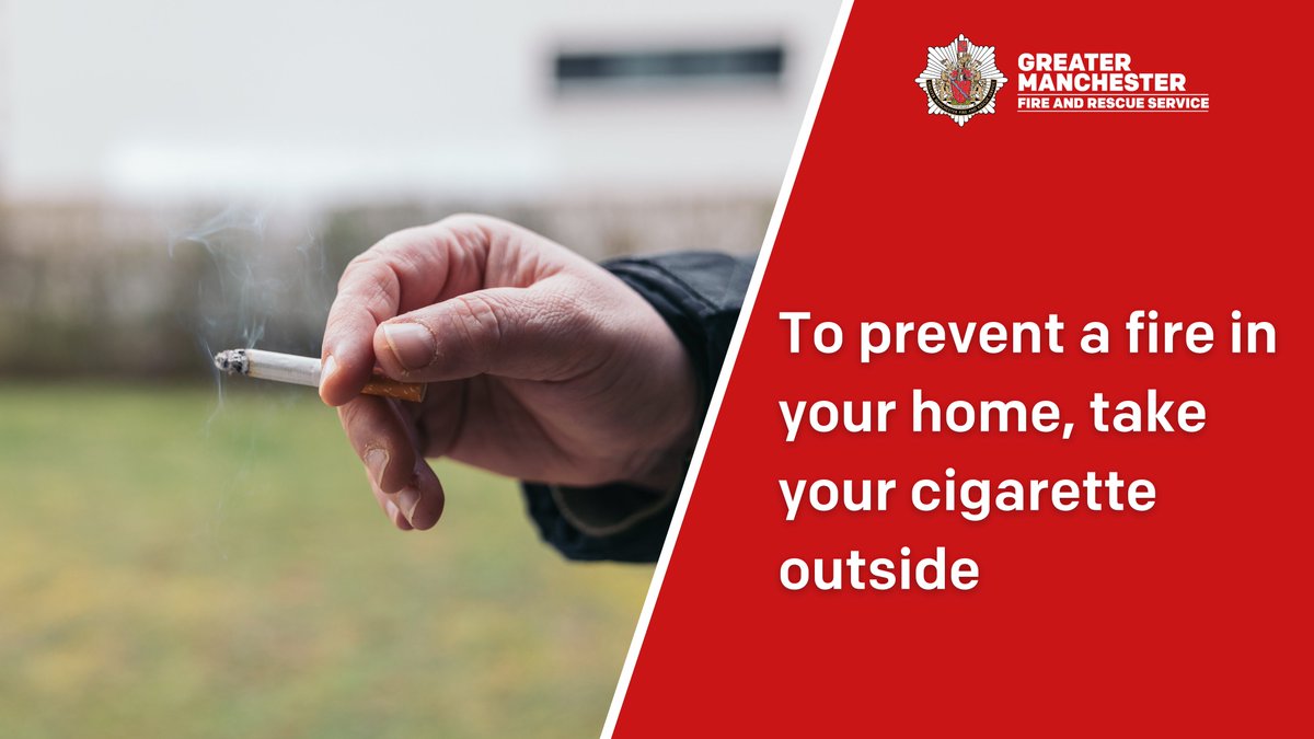 To prevent a fire in your property, take your cigarette 🚬 outside and enjoy a smokefree home. 📈 Smoking is the top cause of accidental fire deaths in the home. #SmokingFireSafetyGM