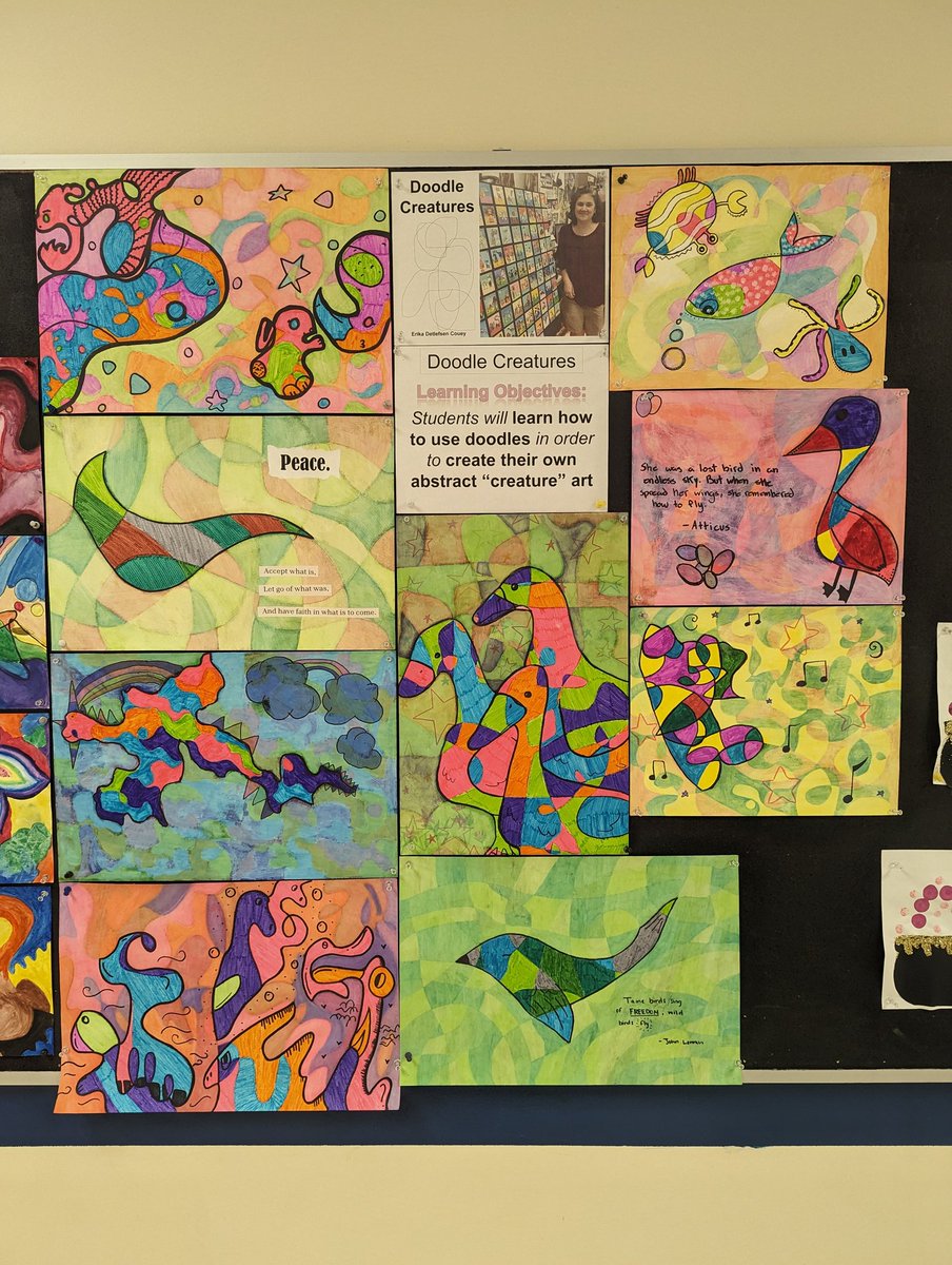 My last"Doodle Creatures" VA Comp lesson inspired by Erika Couey #cobbartrocks <a href="/Wheeler_High/">Wheeler High School</a>