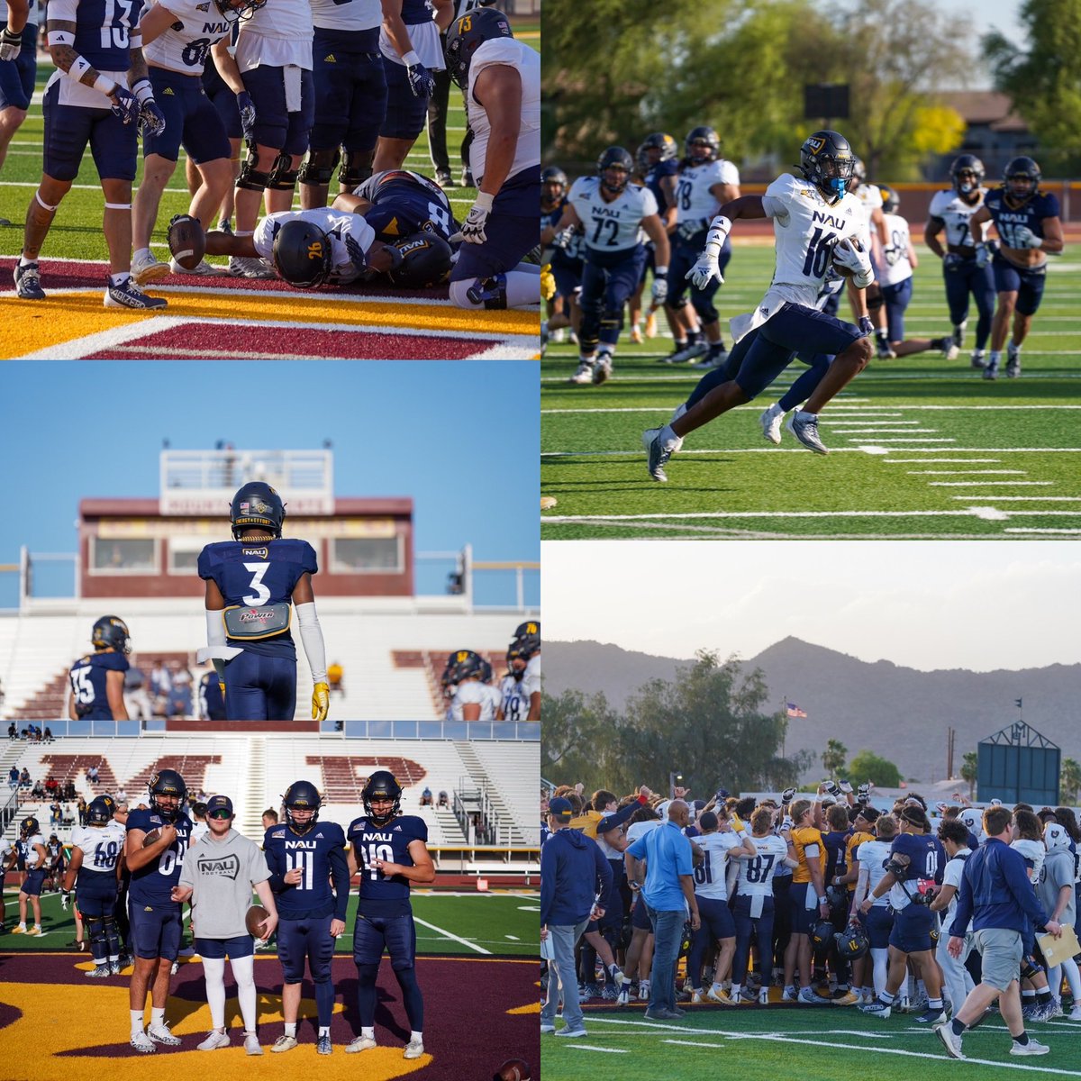 Well done ⁦@MtPointe_TUHSD⁩ Thank you for hosting the 2024 ⁦@NAU_Football⁩ Spring Game. Lumberjack Nation was well represented! Go Jacks❗️ 🔵🟡🪓 #1-0! #AllIn