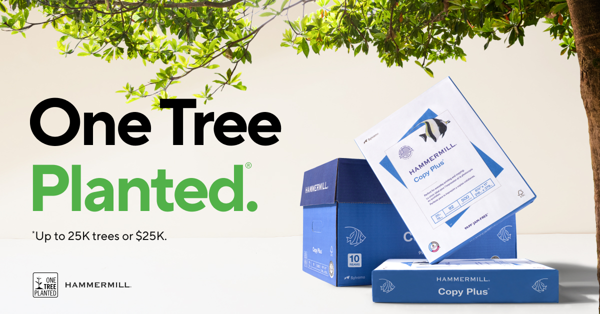 This Earth Week, @Hammermill will partner with @onetreeplanted to plant a tree for every Copy Plus case sold at Staples. Shop now and together we can work toward a greener tomorrow. bit.ly/2B17ahm