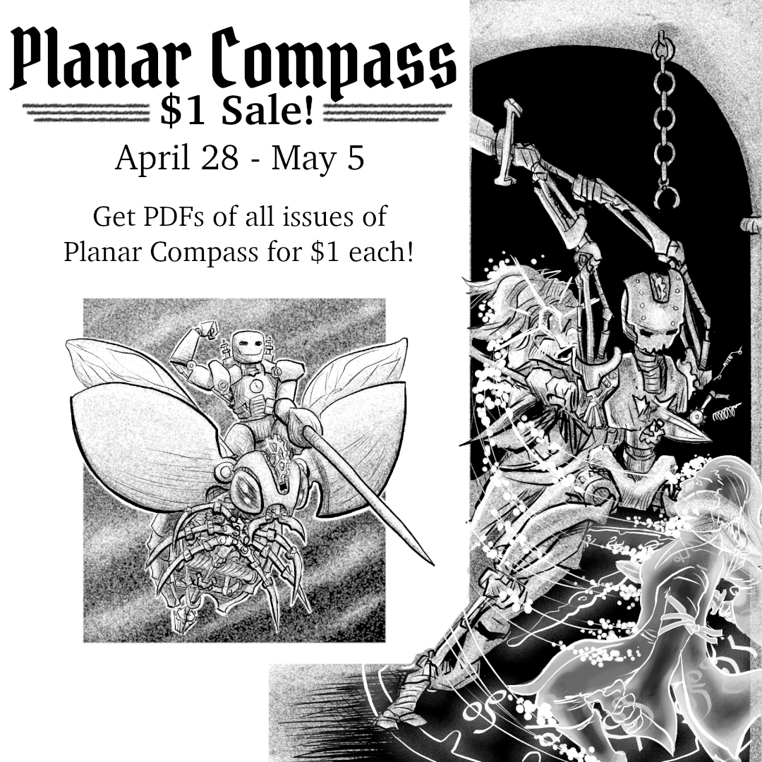 PlanarCompass's tweet photo. From now until the 5th get PDFs of each issue for just $1 each on @DriveThruRPG !

https://t.co/fHDnIQ79pl

#planarcompass #oldschoolessentials #ttrpg https://t.co/5K0SKa2VHf