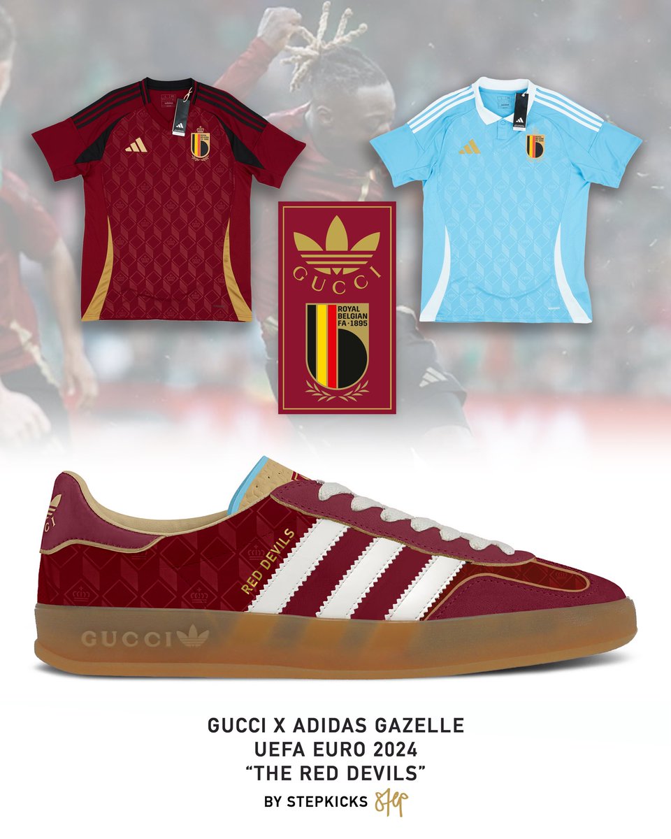 UEFA Euro 2024 x Gucci Gazelles. Final designs to complete the pack ⚽️✨

Italy 🇮🇹
Germany 🇩🇪
Spain 🇪🇸
Belgium 🇧🇪

<a href="/SneakerNews/">Sneaker News</a> <a href="/433/">433</a> <a href="/ftblofficial/">FTBL</a> <a href="/brfootball/">B/R Football</a> <a href="/SoccerBible/">SoccerBible</a> <a href="/OneFootball/">OneFootball</a> <a href="/goal/">GOAL</a> <a href="/espn/">ESPN</a> <a href="/vsrsus/">VERSUS</a> <a href="/marca/">MARCA</a> <a href="/BleacherReport/">Bleacher Report</a> <a href="/FOXSoccer/">FOX Soccer</a> <a href="/adidassoccer/">adidas Soccer</a> <a href="/ESPNFC/">ESPN FC</a> <a href="/snkrfrkrmag/">Sneaker Freaker</a>
