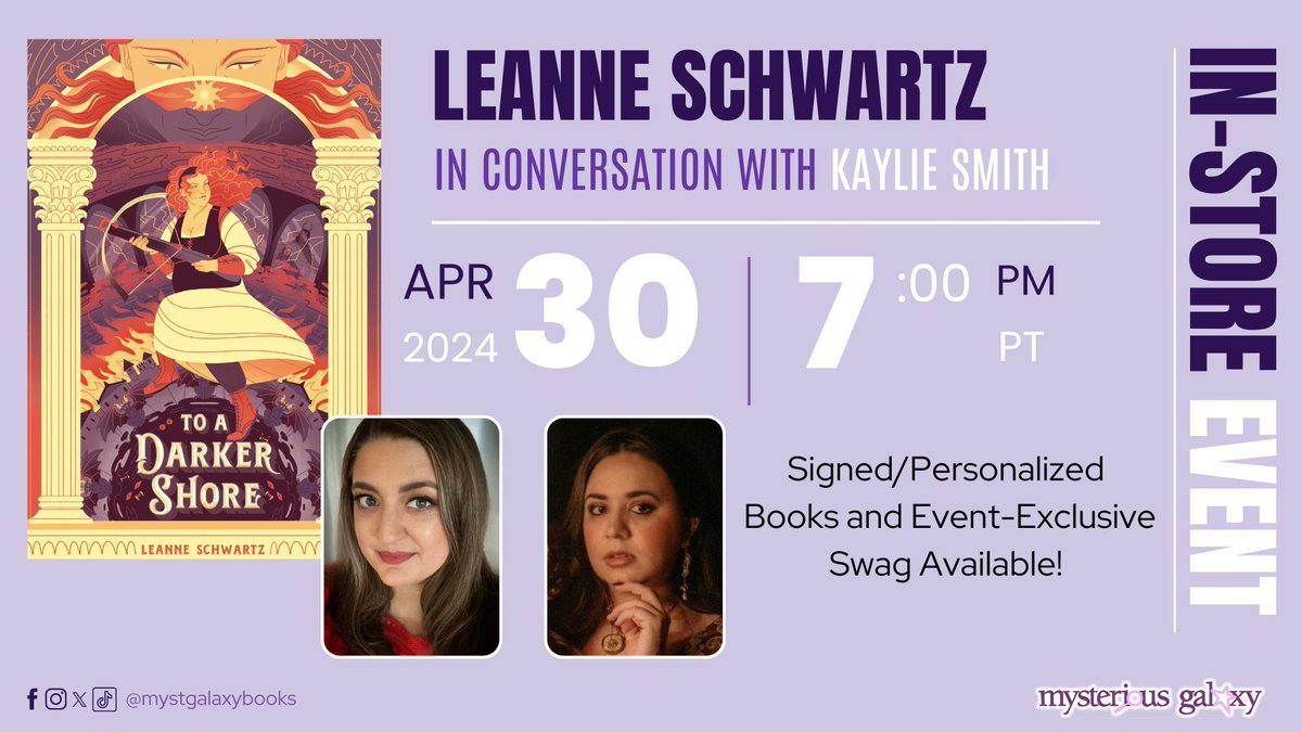 On Tues, April 30th, 2024 at 7 PM PT, we're hosting an In-Store event with @lifebreakingin - in convo w/ KAYLIE SMITH - to discuss TO A DARKER SHORE! Signed/personalized Books & Event-Exclusive Swag available! @PageStreetKids More info & to register -> buff.ly/3v1wjXY