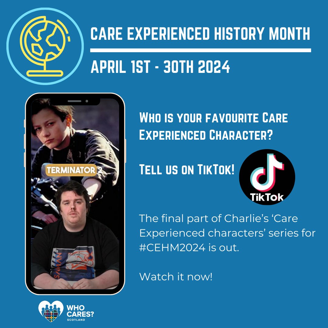 Charlie wraps up his 'Care Experienced characters' video series for #CEHM2024. Who is your favourite Care Experienced character? Head over to our TikTok channel to watch the video and leave your answers in the comments. #FilmAndTV #CareExperienced #Stereotypes