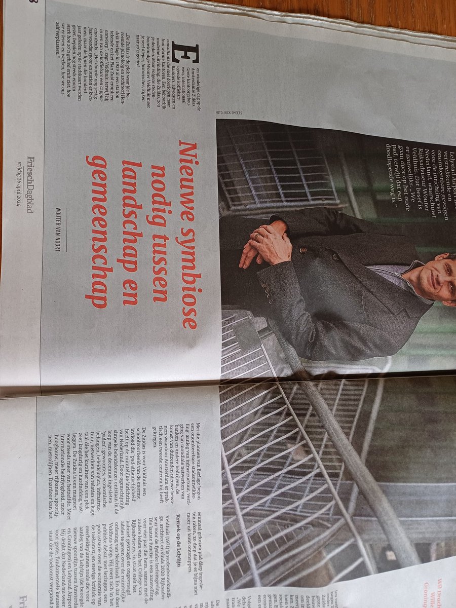 Dúdlik stik yn it #FrieschDagblad fan freed 26/4 fan #Wouterveldhuis oer de ynfolling fan it lânskip en it plak deryn fan de mooglike #lelylijn.  Moatte wy dat wol wolle? Lêze blinder!!!!