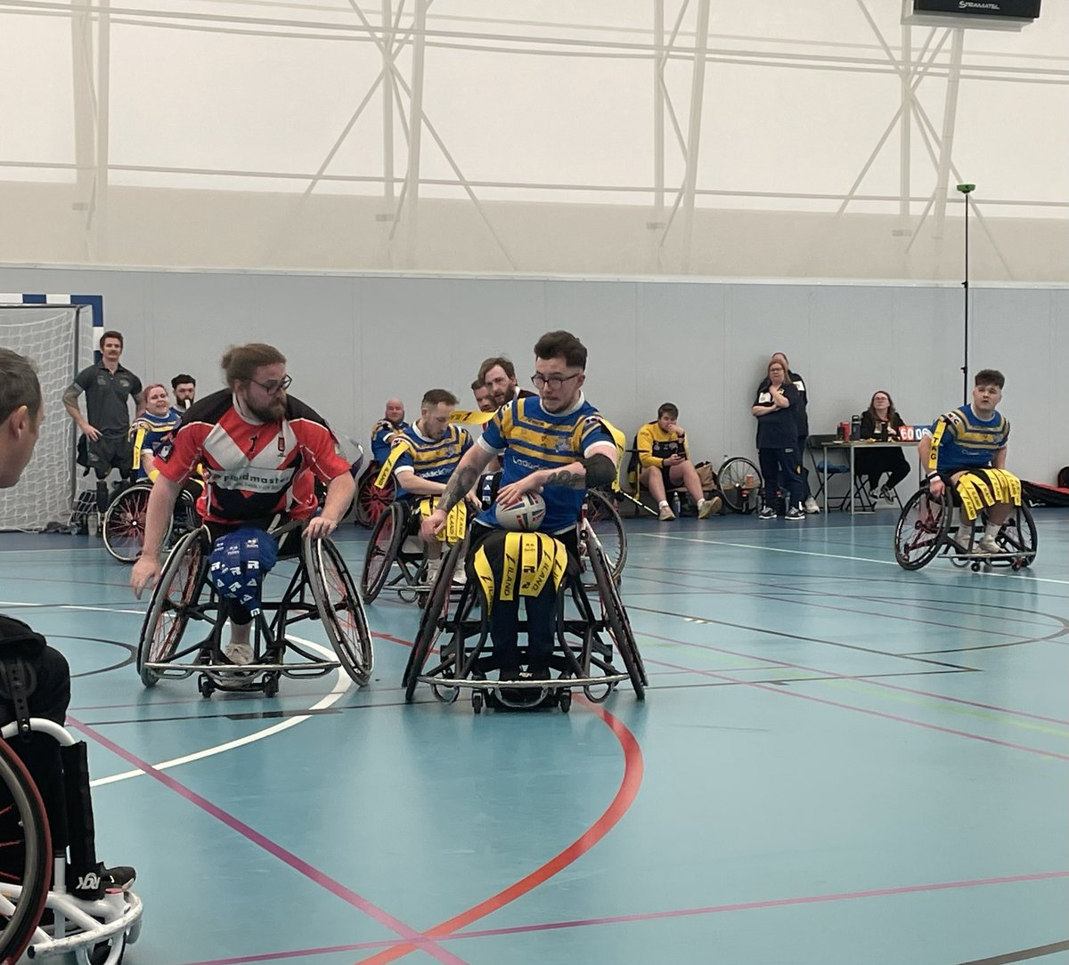 Great afternoon watching the @RugbyLeeds Wheelchair team securing their place in the Semi-Finals of the Challenge Cup….well done guys 👏👏👏 #TeamRhinos 🦏💙💛 xx @leedsrhinos
