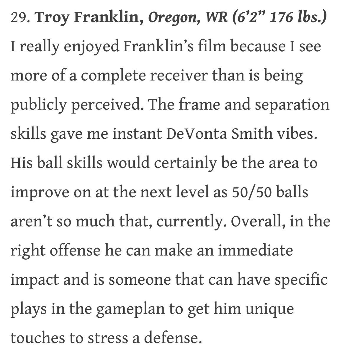 Bravo, Denver. Franklin could be a steal for the Broncos. Reunites with Bo Nix. #BroncosCountry #NFLDraft
