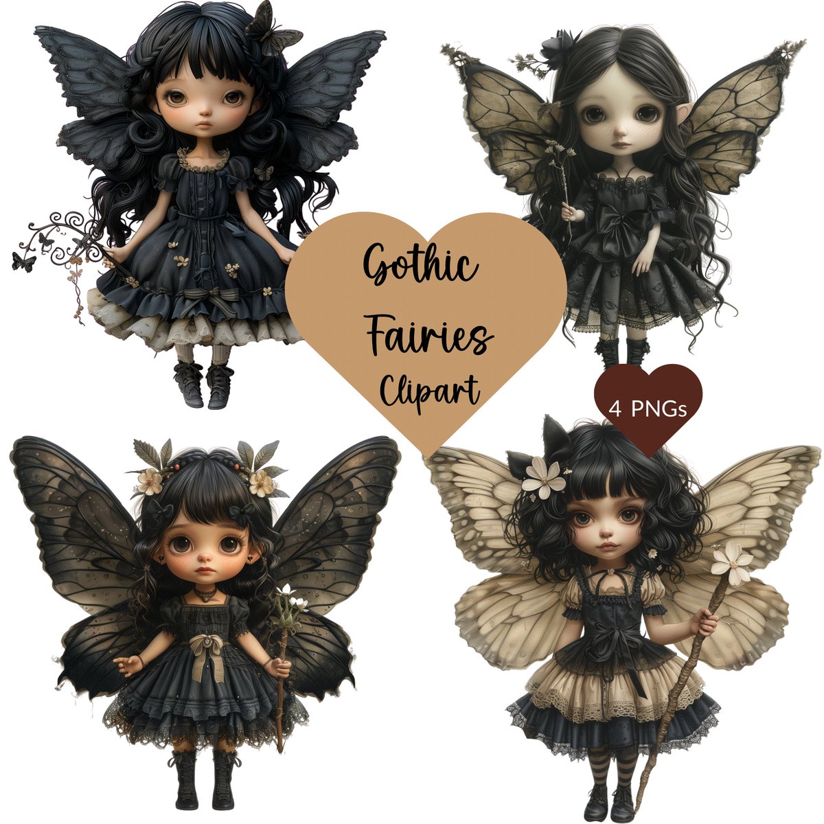 New Fairy clipart packs out now 

Perfect for social media, POD and crafts 

The Q is are you a delicate flower or a gothic fairy? ❤️🖤 #EtsySeller #etsyshop #clipart 

Link in comments