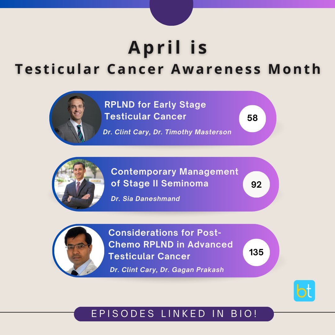 April is #TesticularCancer Awareness month. Be sure to check out our surgical episodes about TC staging and management! @AdityaBagrodia @siadaneshmand @drgaganprakash @drjesilva @UroOnc @SUO_YUO @uroegg @Uroweb @drphil_urology @UroResidency @nirmishsingla