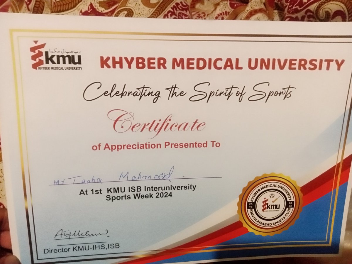 Alhamdulillah Received as a appreciation sports certificate 🥹❤️🫶
#kmu