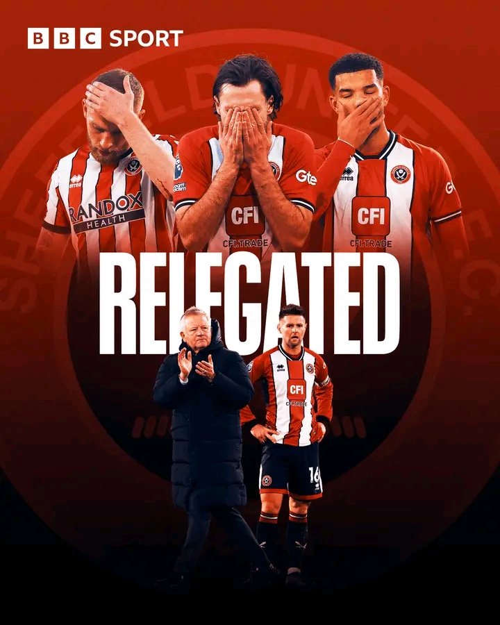Sheffield united are relegated to the championship.