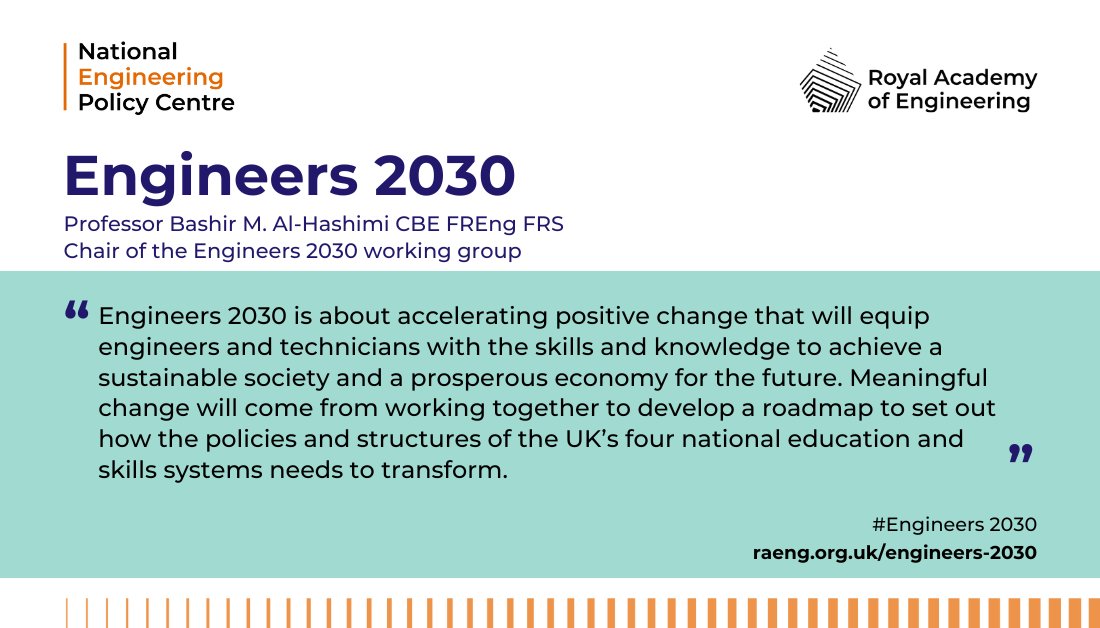 Catch up on the latest Academy blog post from the Chair of the #Engineers2030 working group. Professor Bashir M. Al-Hashimi discusses the recent launch event and next steps for the project. Read more: raeng.org.uk/blogs/engineer…