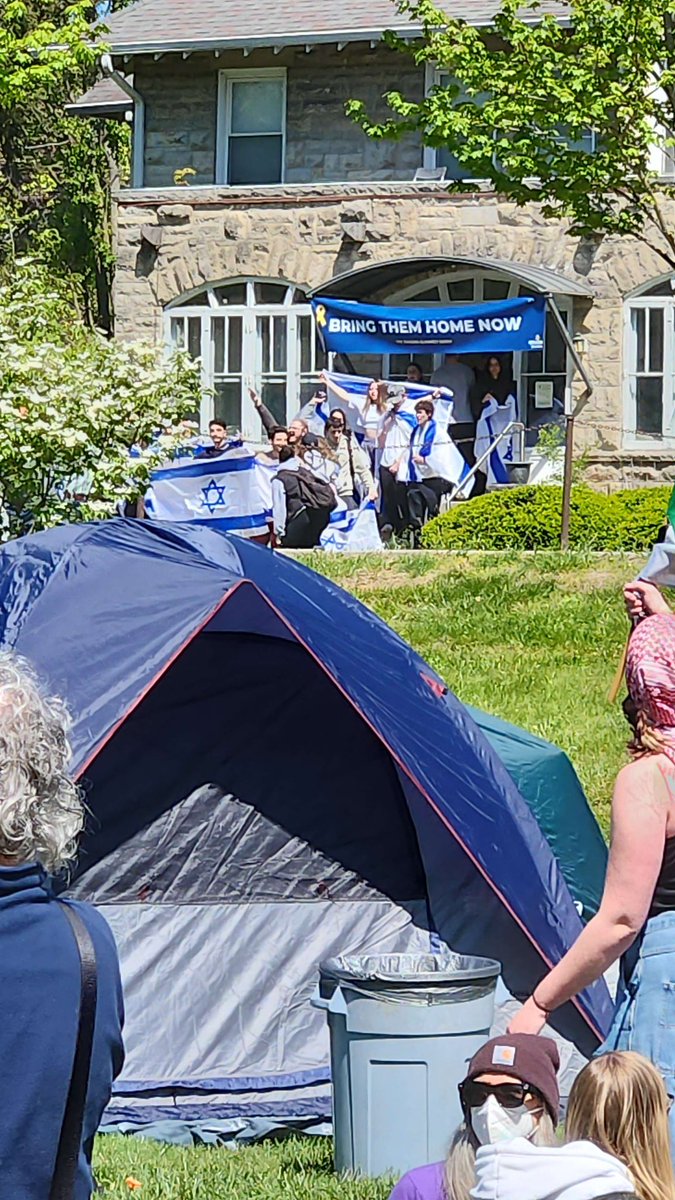 Chabad rabbi outside IU Divestment Coalition’s encampment did a Nazi “sieg heil” salute to intimidate Jewish students within the encampment. Zionist antisemitism from counterprotesters has been nonstop