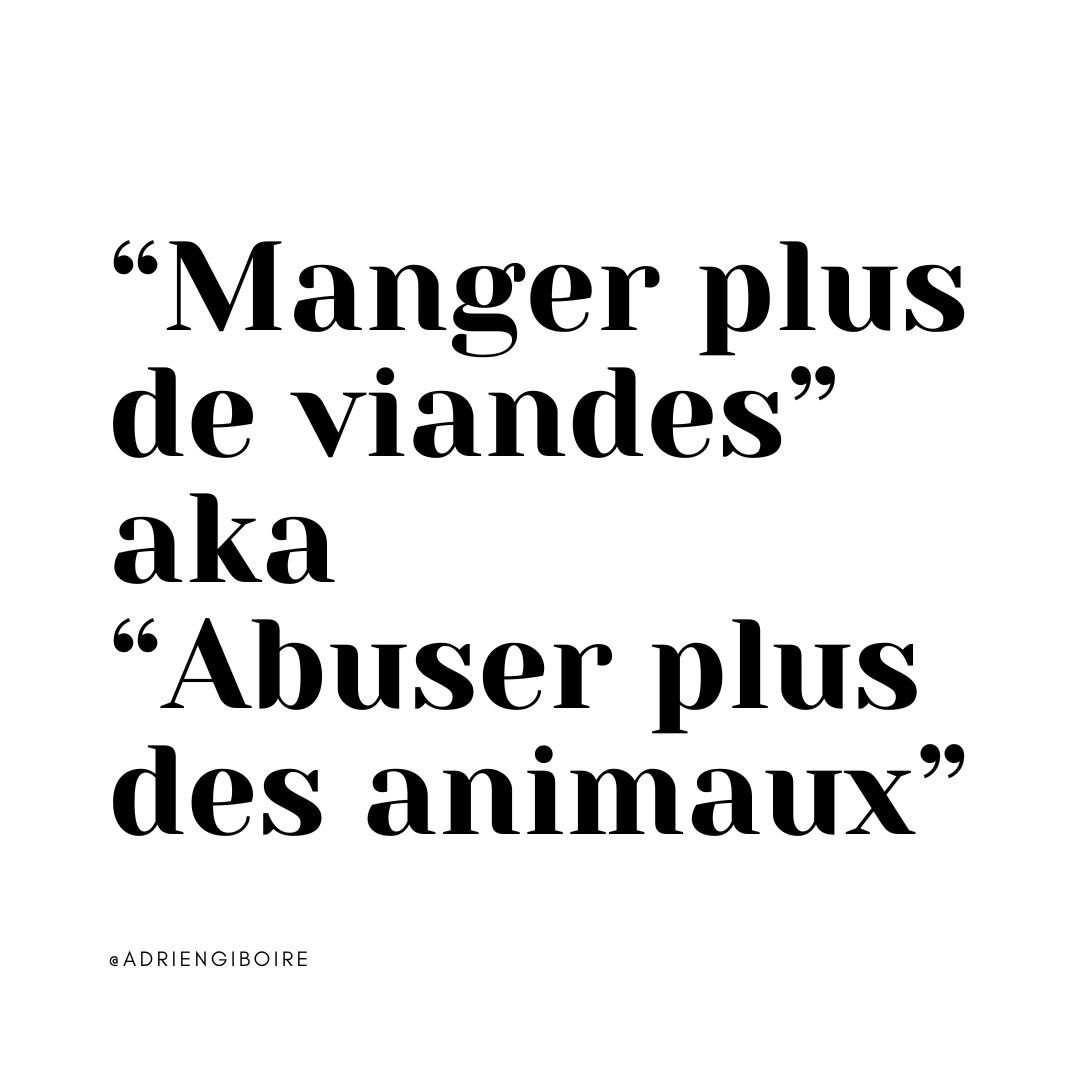 “Manger plus de viandes” aka “Abuser plus des animaux” 

✊

#vegan
#veganisme
#droitsdesanimaux
#veganfrance