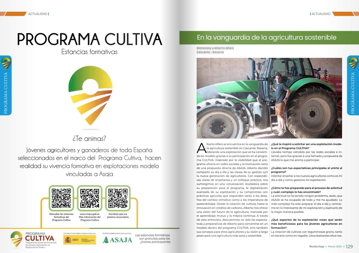 ¿Conoces el #ProgramaCULTIVA?

En el último nº de la #RevistaAsaja hablamos con Alberto Alfaro, propietario de una explotación modelo de acogida en 📍#Cascante, #Navarra

📲👉 ow.ly/8pWp50RpY21

Más info 👉 ow.ly/Nkpv50RpY22 @mapagob 
#ASAJAProgramaCultiva