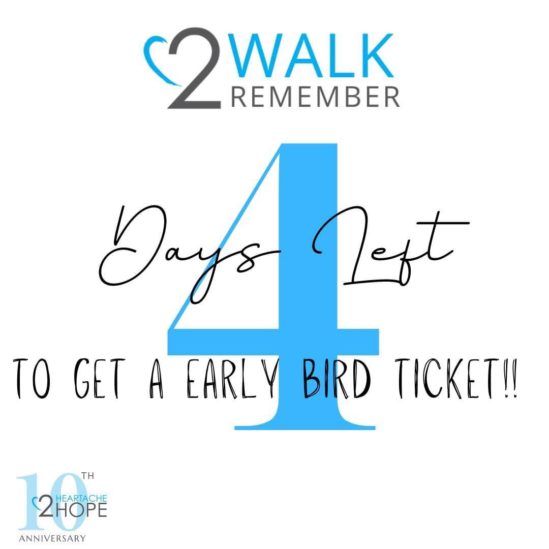 zeffy.com/en-CA/peer-to-…

Only four days left to secure your early bird ticket for this years Walk2Remember on June 15th at Bronte Heritage Waterfront Park!

#oakville #CharityEvent #fundraiserevent #brontevillage #nonprofitfundraising