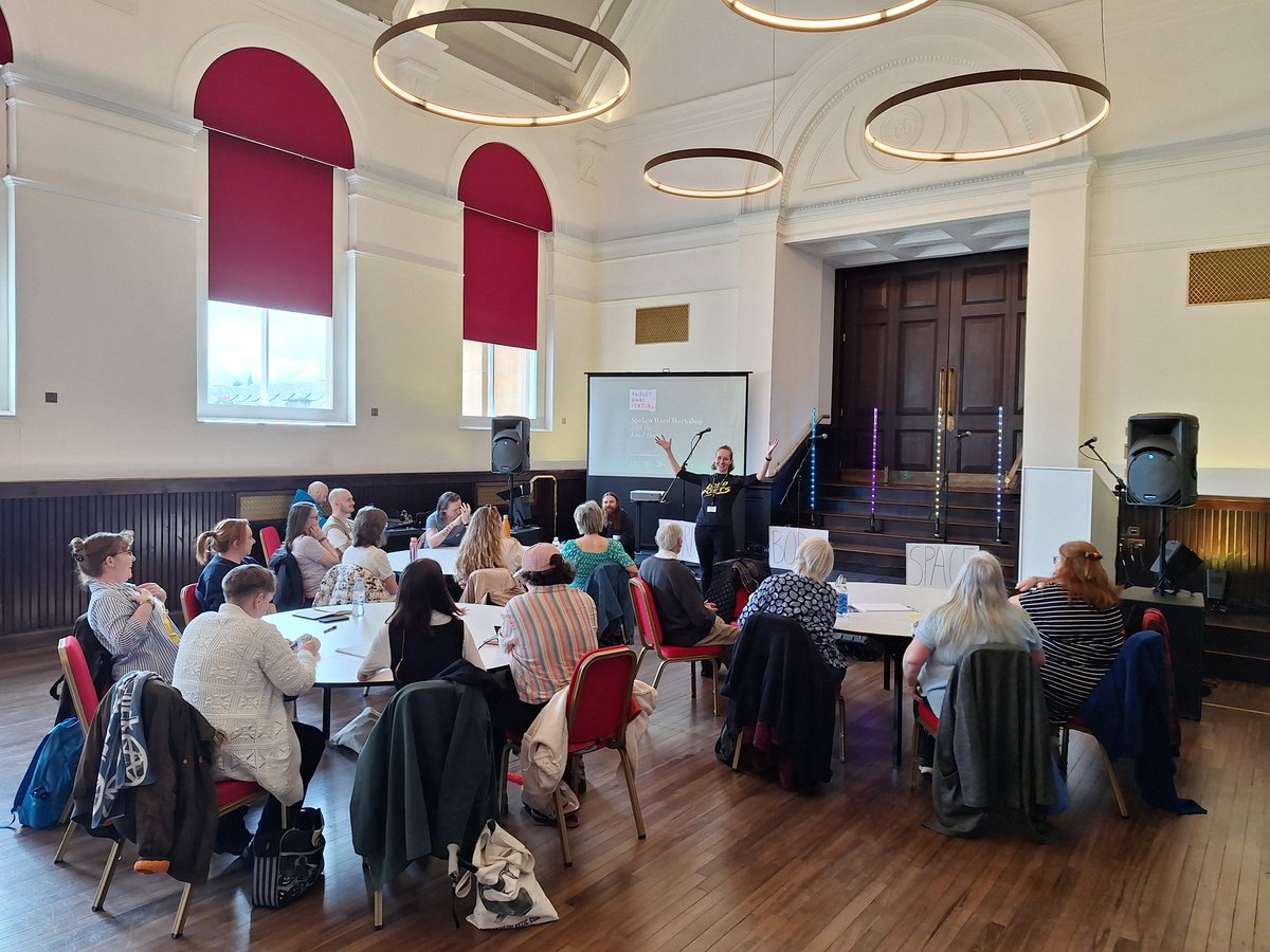 We had a fantastic time this afternoon leading a spoken word workshop at @BookPaisley! Can't wait for our West Slam Heat tonight ft sacrificial poet @GrayCrosbie! Tickets: paisleybookfest.com/programme/loud…