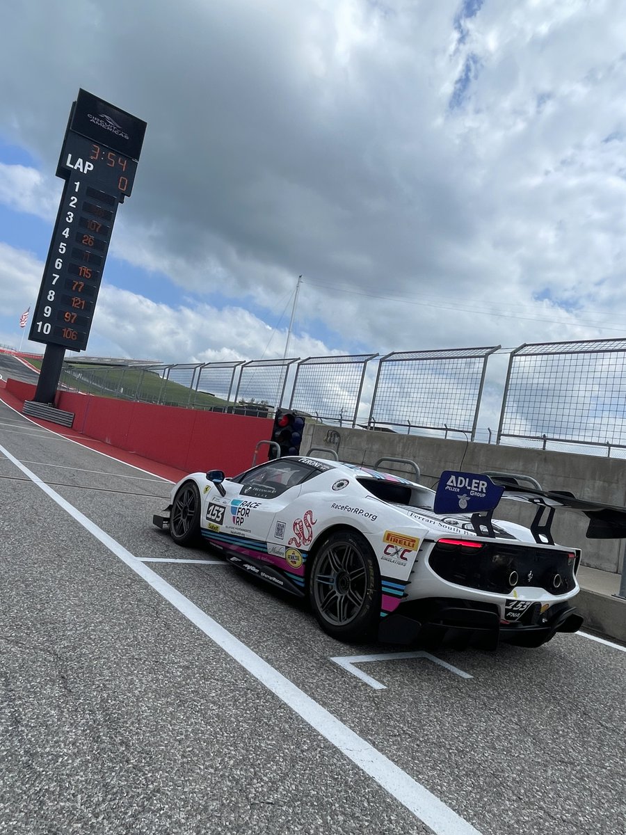 Qualifying complete! Neilio and the Race for RP Ferrari 296 showed strong pace this morning at @COTA. Race 1 is coming up at 3:40 pm ET. Watch us live on Live.Ferrari.com as we race with purpose with the @RP_Organization! #RaceforRP #RelapsingPolychondritis