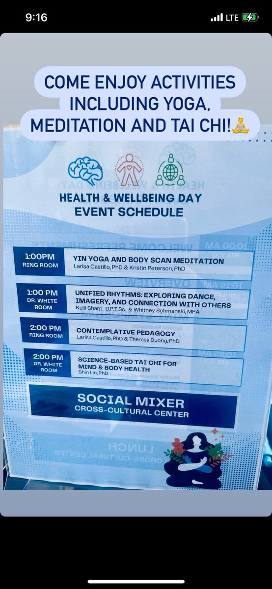 UCI 2nd Annual Health & Wellbeing Day today! A great blend of the science and practices of wellbeing! #mentalhealth #wellbeing #meditation #yoga