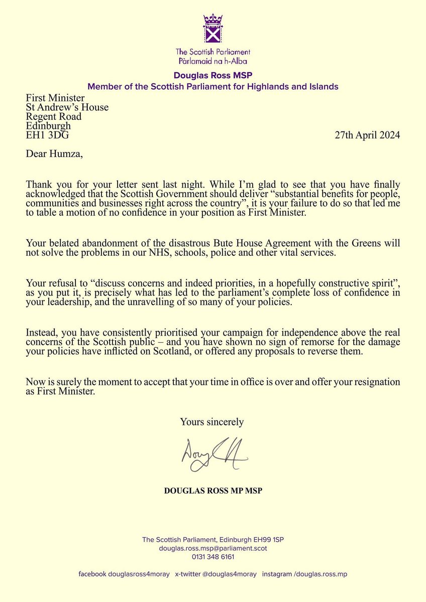 Burt6Gill's tweet photo. The FM is panicking...๐... The reply to his begging letter is priceless...๐๐๐๐....
#HumzaYousafOut https://t.co/GilzGev859