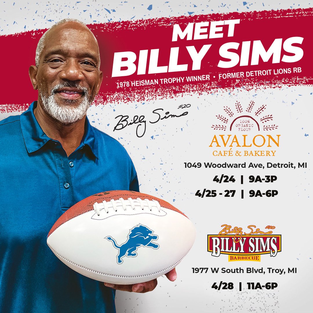 Last day to see me in Detroit. Then tomorrow I’ll be at @BillySimsBBQ in Troy, MI! Come join me in a Heisman pose and talk #NFLDraft