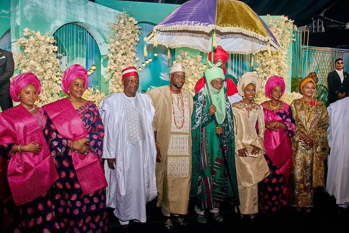 I was pleased to join friends and the family of His Royal Highness, Muhammadu Sanusi II, at a wedding reception for our daughter, Princess Khadija Yusra Sanusi and her husband, Abdulmutallib Akintade Shittu, today in Abuja. May the Almighty Allah bless their union. - RMK