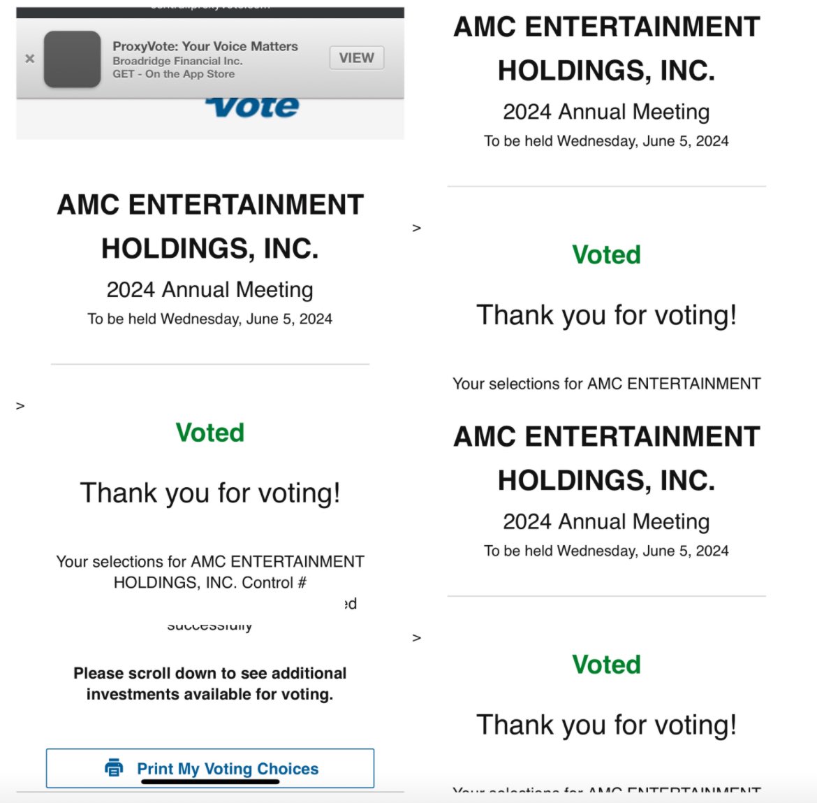 I voted FOR @CEOAdam & his board
@AMCTheatres is a successful & growing GLOBAL EMPIRE
Why would I vote otherwise?
#AMCNEVERLEAVING 
#APESTRONGTOGETHER