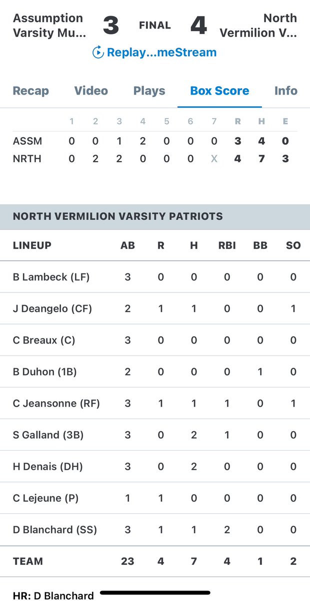 Patriot Baseball tweet media