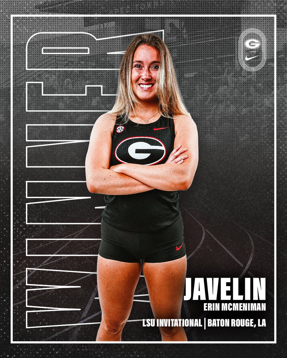 Make that two straight wins in the javelin for Erin McMeniman‼️ McMeniman records a third-attempt mark of 49.92m/163-9 to add another 🥇 to her collection. #GoDawgs