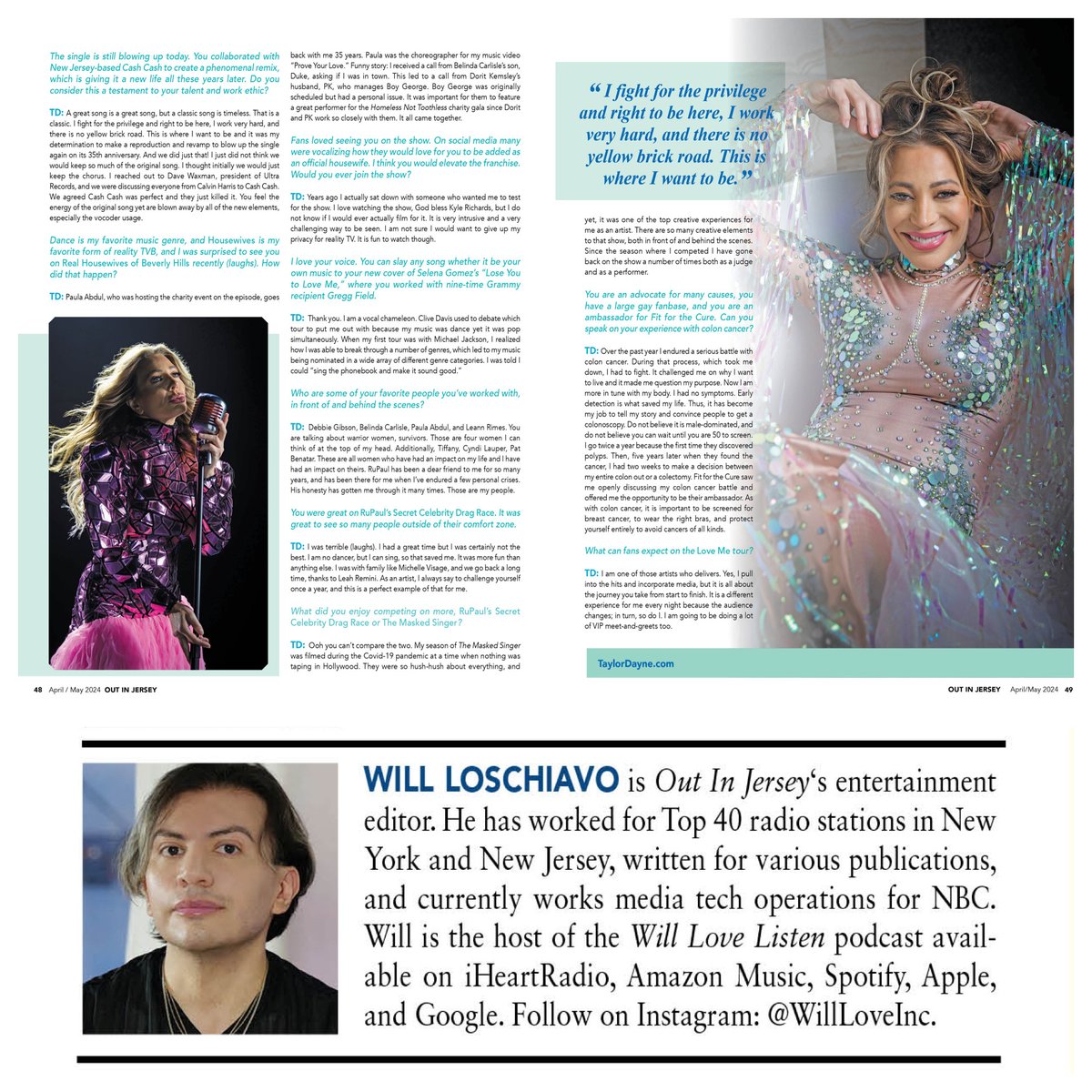 I interviewed @TaylorDayne in @OutInJersey! We talk her new collab with @CashCash, appearing on #RHOBH, #LoveMeTour, competing on @MaskedSingerFox & @RuPaulsDragRace, and staying relevant in the evolving music industry! #OutInJersey #TaylorDayne #CashCash