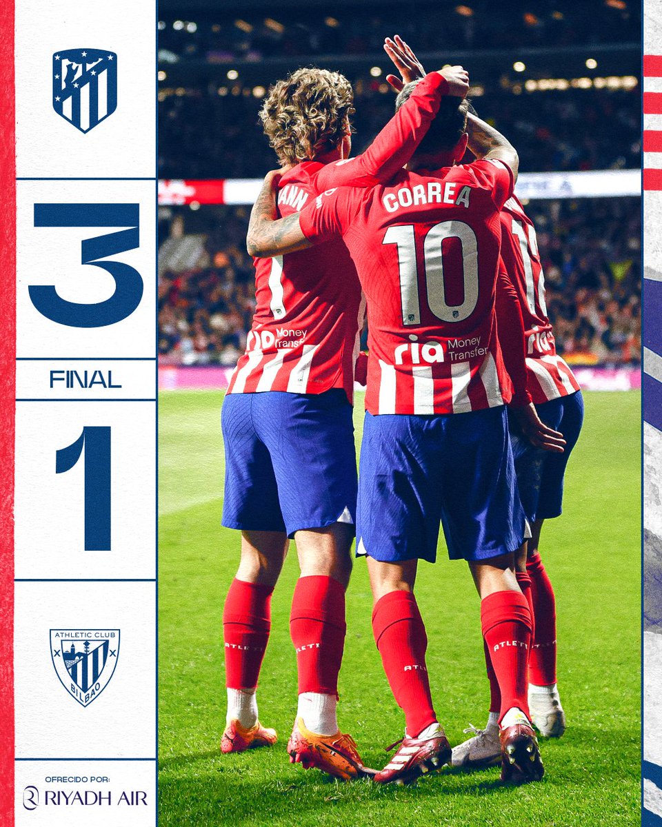 🚨😯 EX TEAM WATCH: Atlético de Madrid VICTORY today against Athletic Club 3-1 ‼️

 #AtletiAthletic ❤️🤍 @Atleti