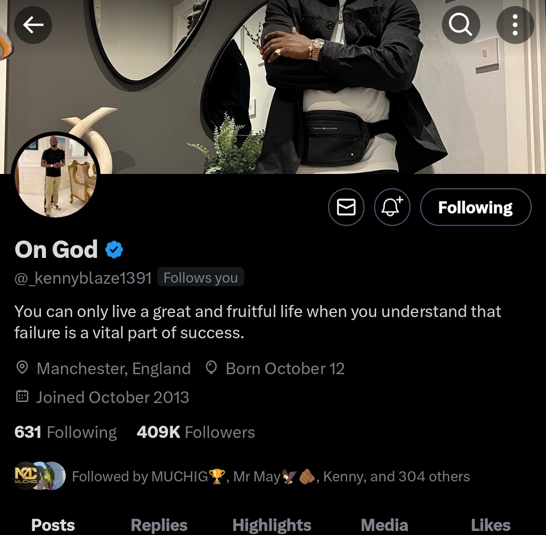 When @_kennyblaze1391 follows you Just know that Grace of 80million multiple winnings don locate you Thanks for the followback boss 🙌🙌