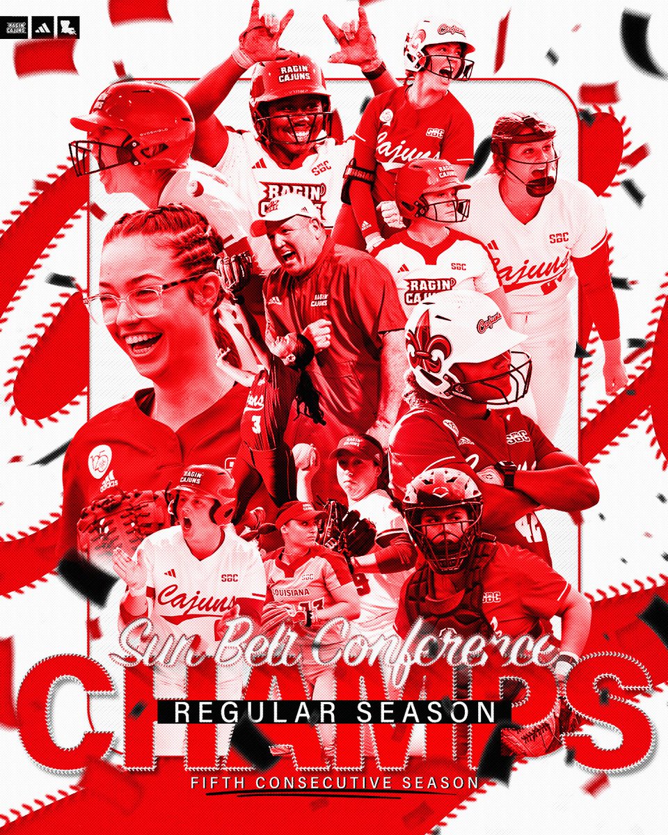 2019 SBC regular season champs
2021 SBC regular season champs
2022 SBC regular season champs
2023 SBC regular season champs
𝟮𝟬𝟮𝟰 𝗦𝗕𝗖 𝗿𝗲𝗴𝘂𝗹𝗮𝗿 𝘀𝗲𝗮𝘀𝗼𝗻 𝗰𝗵𝗮𝗺𝗽𝘀

That's 5️⃣ straight regular season titles for 𝗟𝗢𝗨𝗜𝗦𝗜𝗔𝗡𝗔!

#GeauxCajuns