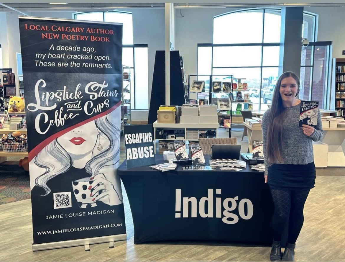 Signing copies of Lipstick Stains and Coffee Cups @chapterschinook in Calgary today until 7pm 💋☕️

A decade ago, my heart cracked open. These are the remnants. ♥️

Available at Indigo, independent bookstores and my website jamielouisemadigan.com

#yyc #yycliving #bookstagram